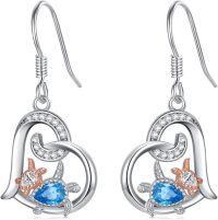wholesale 925 Sterling Silver Turtle Wave Drop Dangle Earrings Sea Life Ocean Jewellery Gifts for Women Girls-Sea Turtle
