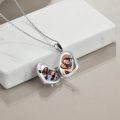 wholesale 925 Sterling Silver Heart Shaped Photo Locket Pendant for Sisters Gifts-0-1