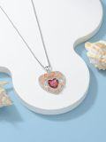 wholesale 925 Sterling Silver Birthstone Heart Rose Pendant Necklace for Her-0-4
