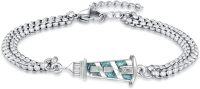 wholesale 925 Sterling Silver Turquoise Stone Lighthouse Charm Bracelet for Women Travel Friendship Graduation Jewelry-Green