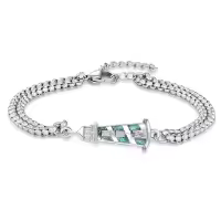 wholesale 925 Sterling Silver Turquoise Stone Lighthouse Charm Bracelet Wholesale for Women Travel Friendship Graduation Jewelry-Green
