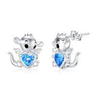 wholesale 925 Sterling Silver Birthstone Cute Dinosaur Stud Earrings for Women-March