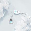 wholesale 925 Sterling Silver Teardrop Moonstone Celtic Clover Filigree Dangle Leverback Earrings-0-4