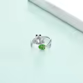 TOUPOP Sterling Silver White Gold Plated Cubic Zirconia Adjustable Frog Ring-0-2