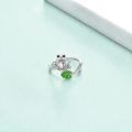 TOUPOP Sterling Silver White Gold Plated Cubic Zirconia Adjustable Frog Ring-0-2