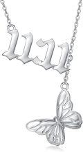 wholesale Sterling Silver Angel Number Lariat Necklace w Butterfly Pendant 11 11 333 444-0-3