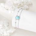 wholesale S925 Sterling Silver Larimar Oval Bracelet 12-14mm, Minimalist Jewelry Gift for Women-0-1