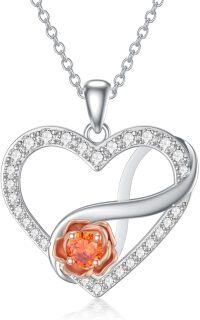 wholesale TOUPOP Rose Infinity Heart Necklaces For Women Sterling Silver Forever Love Heart Pendant Necklaces For Girls Her Jewelry Birthday Anniversary Christmas Gifts -undefined