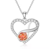 TOUPOP Sterling Silver Rose Infinity Heart Pendant Necklace For Women Girls Gifts-undefined