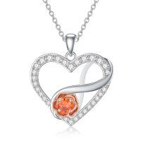 TOUPOP Sterling Silver Rose Infinity Heart Pendant Necklace For Women Girls Gifts-undefined