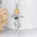 wholesale 925 Sterling Silver 925 Customizable Sunflower Photo Projection Cross Pendant Necklace for Women & Girls-0-3
