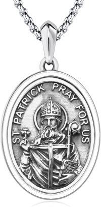 wholesale 925 Sterling Silver St Patrick's Day Irish Catholic Patron Saint Medal Necklace Pendant Charm  for Men Women Boys Girls Kids-20b-St Patrick-20b-St Patrick