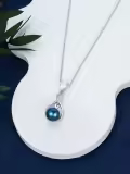 TOUPOP Sterling Silver Black Freshwater Pearl Infinity Letter Pendant Necklace-0-3