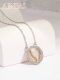 wholesale 925 Sterling Silver Mother of Pearl Baseball Pendant Necklace for Sports Lovers-0-1