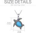 wholesale 925 Sterling Silver Blue Turquoise Sea Turtle Pendant Necklace with Cubic Zirconias and Chain s for Women-0-3