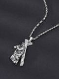 wholesale 925 Sterling Silver &  Jesus Carrying the Cross Pendant Necklaces for Men/Women-0-3