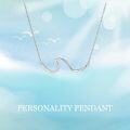 wholesale Gold 925 Sterling Silver Ocean Wave Pendant Necklaces Minimalist Chain Beach  for Women-0-36