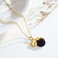 wholesale 14K Gold Pink Crystal Black Cat Pendant Necklace for Women Cats Lover-0-313