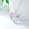wholesale 925 Sterling Silver Heart-Shaped Sea Turtle Pendant Necklaces with Blue Crystal and Cubic Zirconia for Women Mother's Day Gifts-0-1