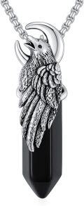 wholesale 925 Sterling Silver Black Onyx Raven Moon Pendant Necklace  Gothic Jewelry for Men & Women-0-0
