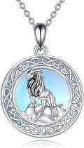 wholesale 925 Sterling Silver Lion on Mountain with Blue Stone Celtic Knot Pendant Necklace for Women-0-0