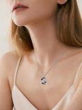 wholesale 925 Sterling Silver Panda Bamboo Moon Necklace Pendant Charm-0-2