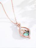 wholesale 925 Sterling Silver Abalone Shell and Crystal Mountain Pendant Necklace for Women-0-2