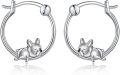 wholesale 925 Sterling Silver French Bulldog Hoop Earrings - Adorable Dog Gift for Her-0-0
