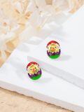 wholesale 925 Sterling Silver Platinum Plated Cute Chick Hatching Easter Egg Enamel Stud Earrings-0-2