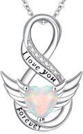 wholesale 925 Sterling Silver Opal Heart Angel Wing Infinity Love Forever Necklace-0-0