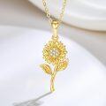 wholesale 14K Yellow Gold Moissanite Sunflower Pendant Necklace for Women-0-4