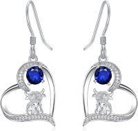 wholesale Sterling Silver Highland Cow Sunflower Dangle Stud Leverback Hoop Earrings-0-9-September