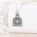 wholesale 925 Sterling Silver Turquoise Lotus Flower Pendant Necklace with Chain 45cm Length-0-2