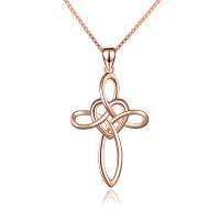 wholesale 925 Sterling Silver Celtic Knot Cross Infinity Love Heart Pendant Necklace-Rose Gold Celtic Cross Necklace