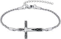 wholesale 925 Sterling Silver Celtic Knot Cross Charm Chain Bracelet s for Women Girls-Celtic Knot cross