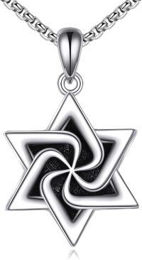 wholesale 925 Sterling Silver Black Enamel Star Pendant Necklace for Women Gothic Jewelry-Star of David Necklace