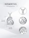 wholesale 925 Sterling Silver Heart-Shaped Tree of Life with Bears and Foxes Pendant Necklace for Women's Gifts-0-3