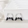 wholesale 925 Sterling Silver Bat Shape Black Enamel Hoop Earrings for Women Animal Lovers -0-2