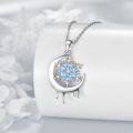 wholesale 925 Sterling Silver Blue Crystal Snowflake Pendant Necklace for Women Christmas Gift-0-4