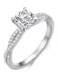 TOUPOP 18k White Gold Plated Moissanite Twisted Vine Engagement Ring-0-0