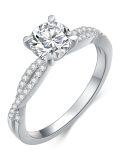 TOUPOP 18k White Gold Plated Moissanite Twisted Vine Engagement Ring-0-0