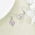 wholesale 925 Sterling Silver Pink Enamel Lotus Flower Teardrop Drop Earrings For Women-0-3