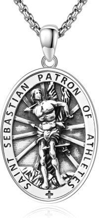 wholesale 925 Sterling Silver St Sebastian Athletes' Protection Medal Necklace Pendant-15a-St Sebastian-15a-St Sebastian
