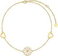 wholesale 14K Gold Daisy Flower and Hearts Charm Ankle Bracelet for Women-Daisy