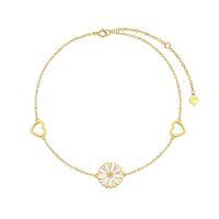 wholesale 14k Gold Daisy Bracelet With Heart Charms-Daisy