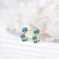 wholesale 925 Sterling Silver Turquoise Double Ball Stud Earrings with Gold Plated Claw Design-0-4