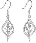 wholesale 925 Sterling Silver Scottish Thistle Earrings, Durable & Hypoallergenic, Ideal Gift for Women, 0.43x1.42 Inches, 30-Day Guarantee-0-0