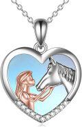 wholesale Sterling Silver Stone Horse Pendant Necklace for Women Horse Gift-0-30