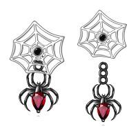 wholesale 925 Sterling Silver Gothic Spider Web & Crystal Drop Stud Earrings for Women - Halloween Costume Accessories-Spider