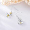 wholesale 925 Sterling Silver Crowned Duck Drop Earrings with Yellow Stone Accents-0-4